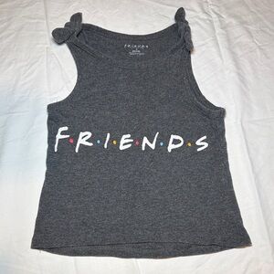 FRIENDS Gray Graphic Knot-Shoulder Tank